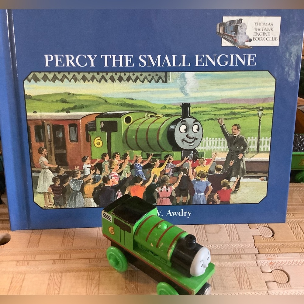 Percy the The Tank Engine Thomas & Friends Wooden from 2003 & Percy Storybook